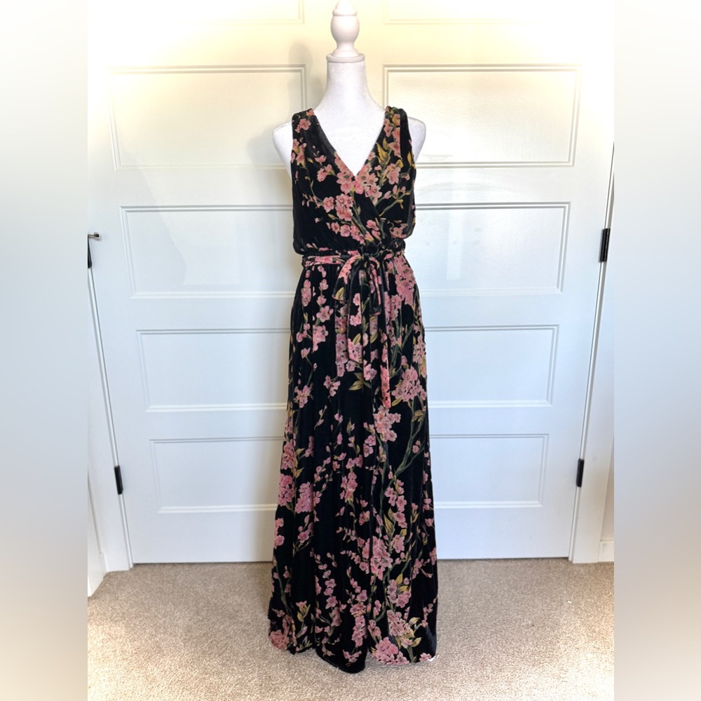 Baltic Born “Lennon” Black and Pink Floral Maxi Dress - FREE SHIPPING, SIZE S